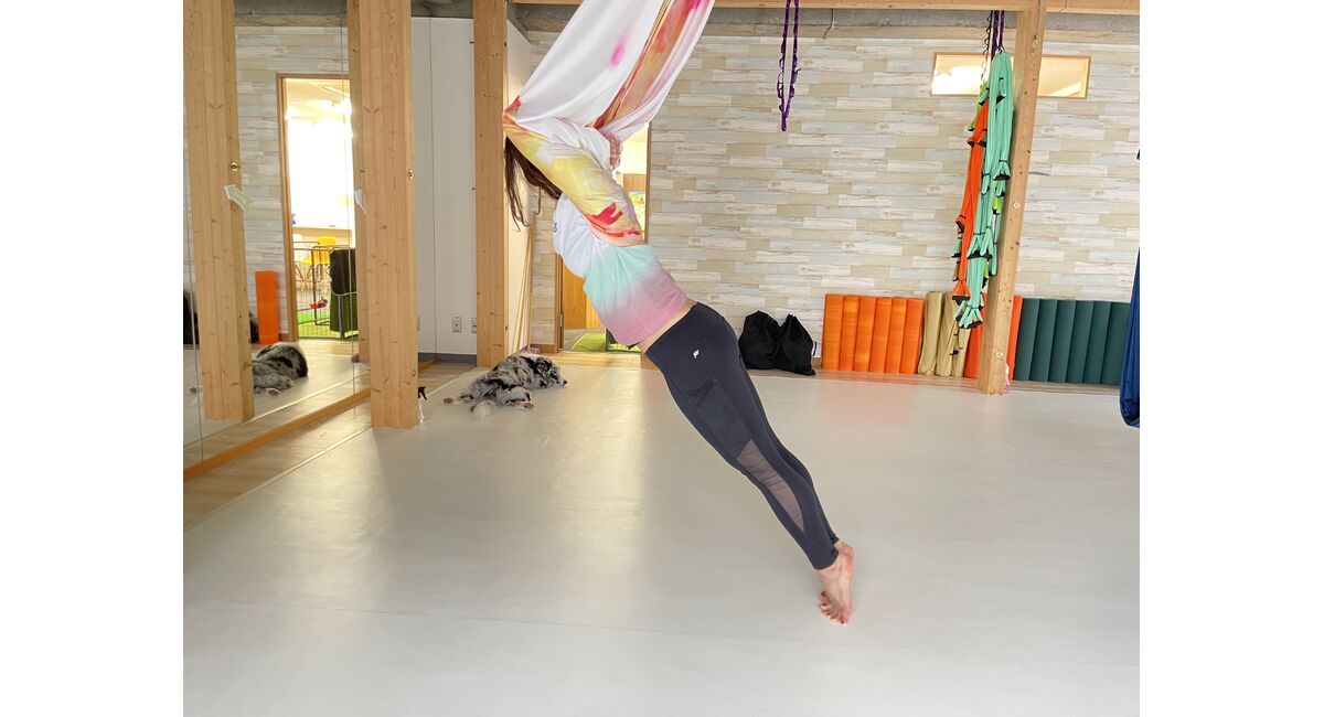 エアリアル町田プラムライン　町田でヨガ　ハンモックフィットネスプラムライン　スイングヨガ